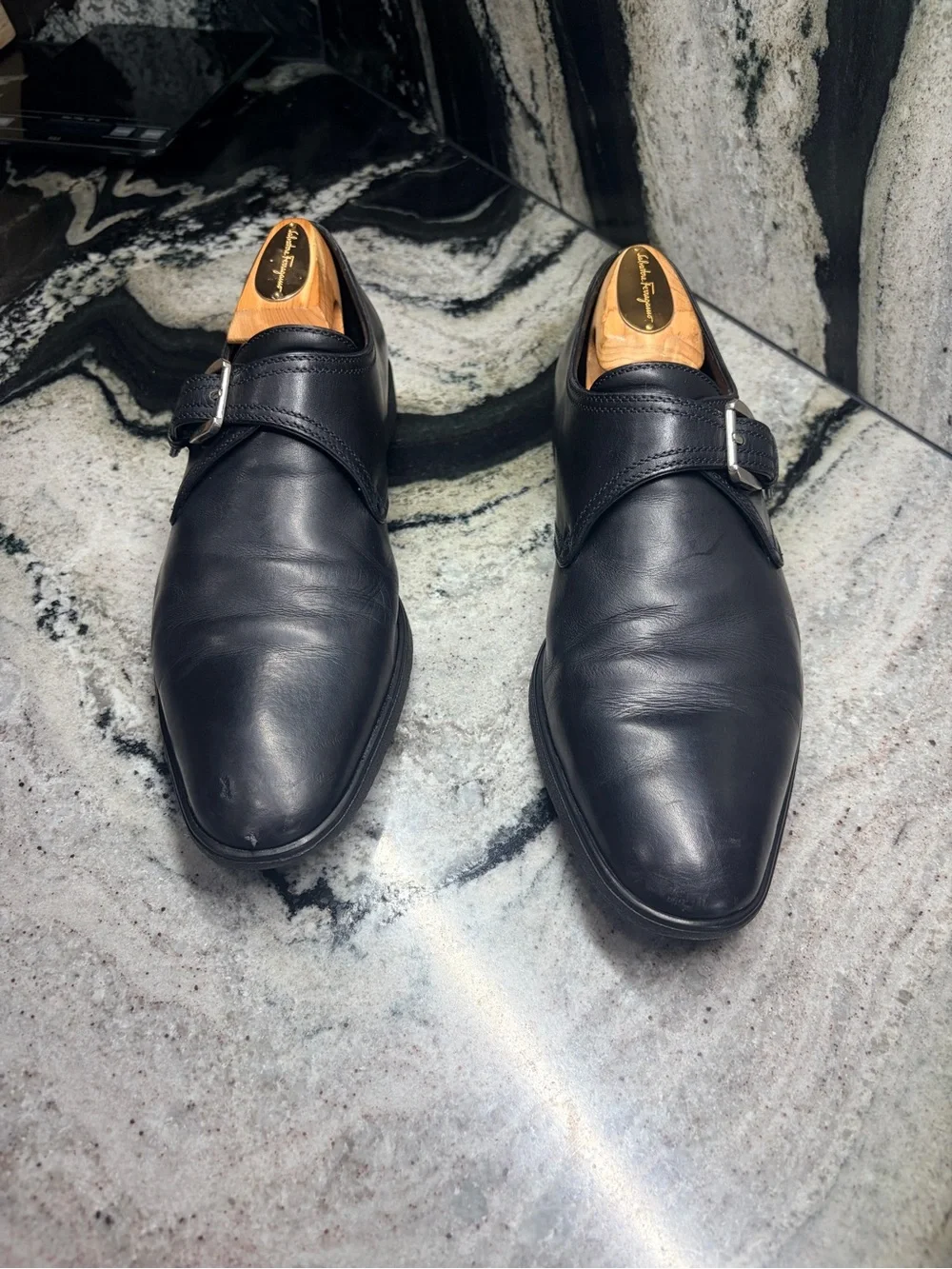 a.testoni Black Label Men’s Black Leather Monk Strap Shoes 8.5 UK / 9.5 US Italy